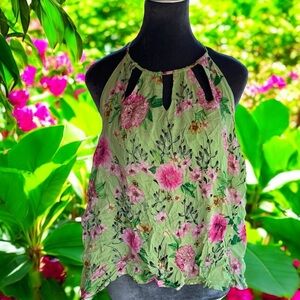 Lily White flowy feminine open back halter spring garden print